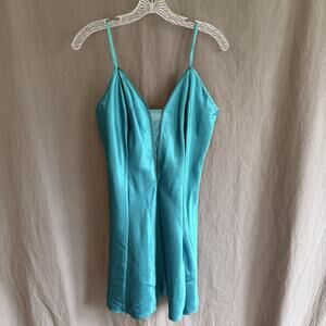 NWT Vintage Victoria’s Secret Gold Label Turquoise Satin Slip Dress Y2K 90s M